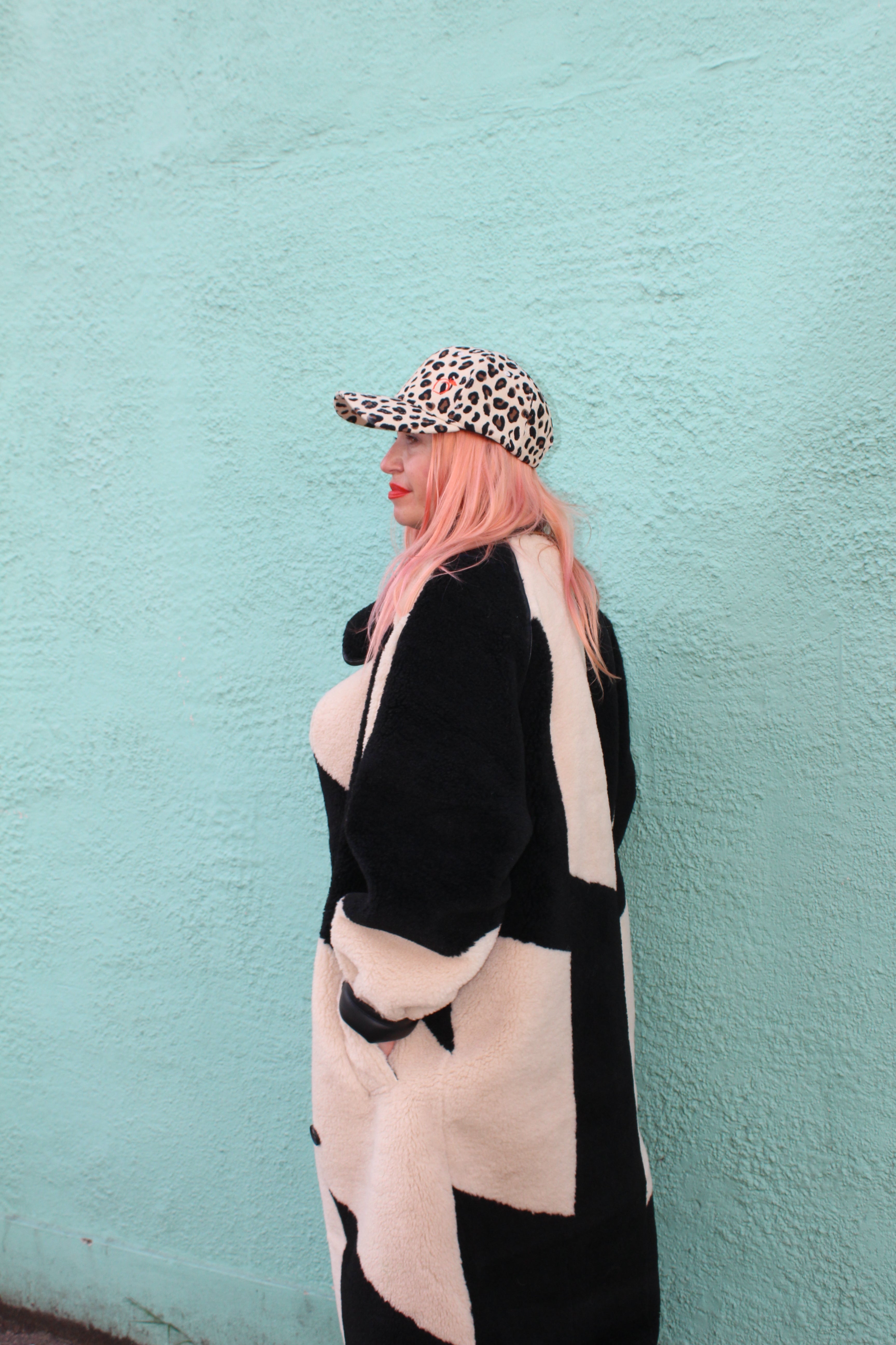 Proud peach leopard print silky lined baseball cap