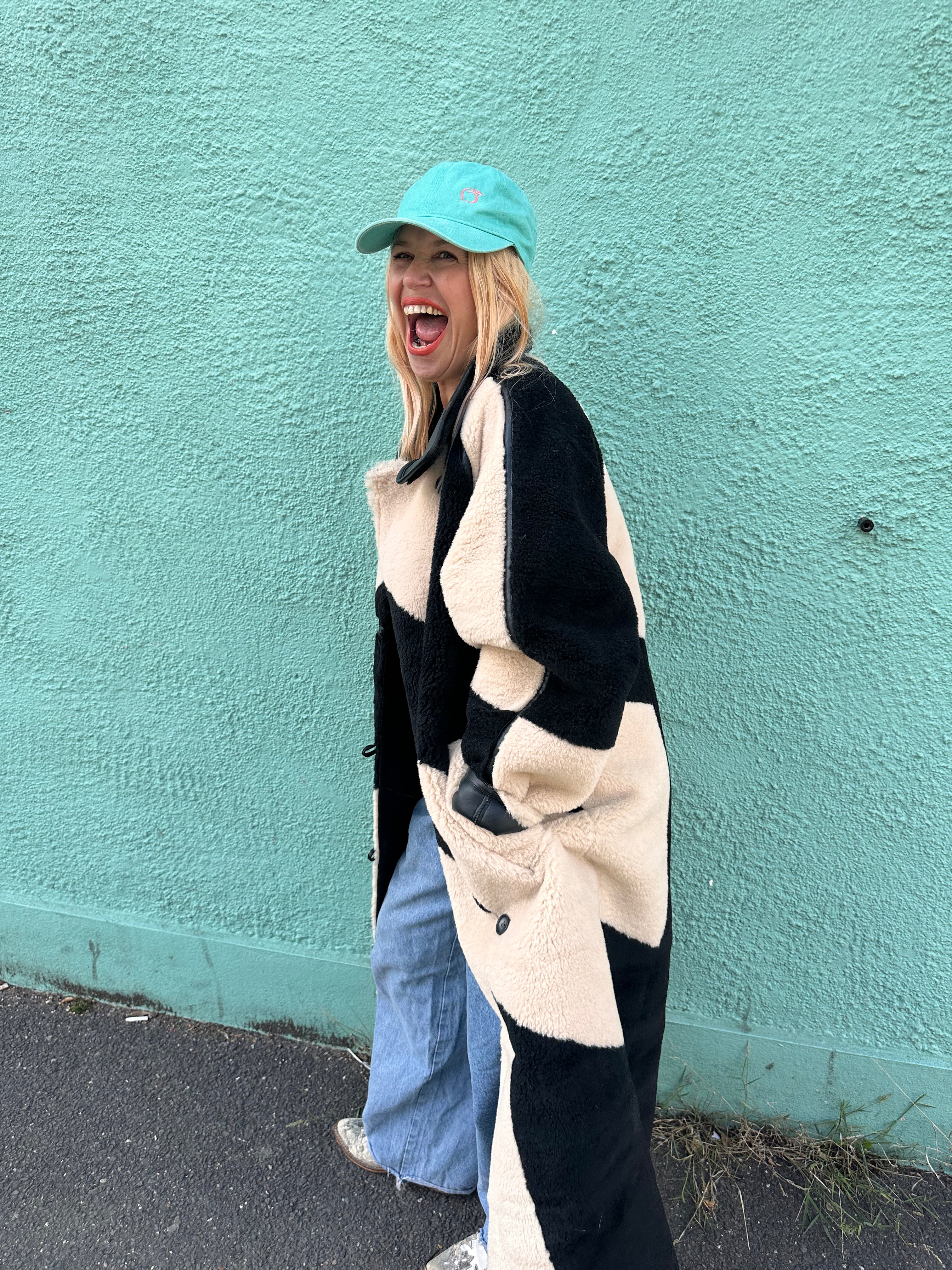 silky lined baseball cap in turquoise