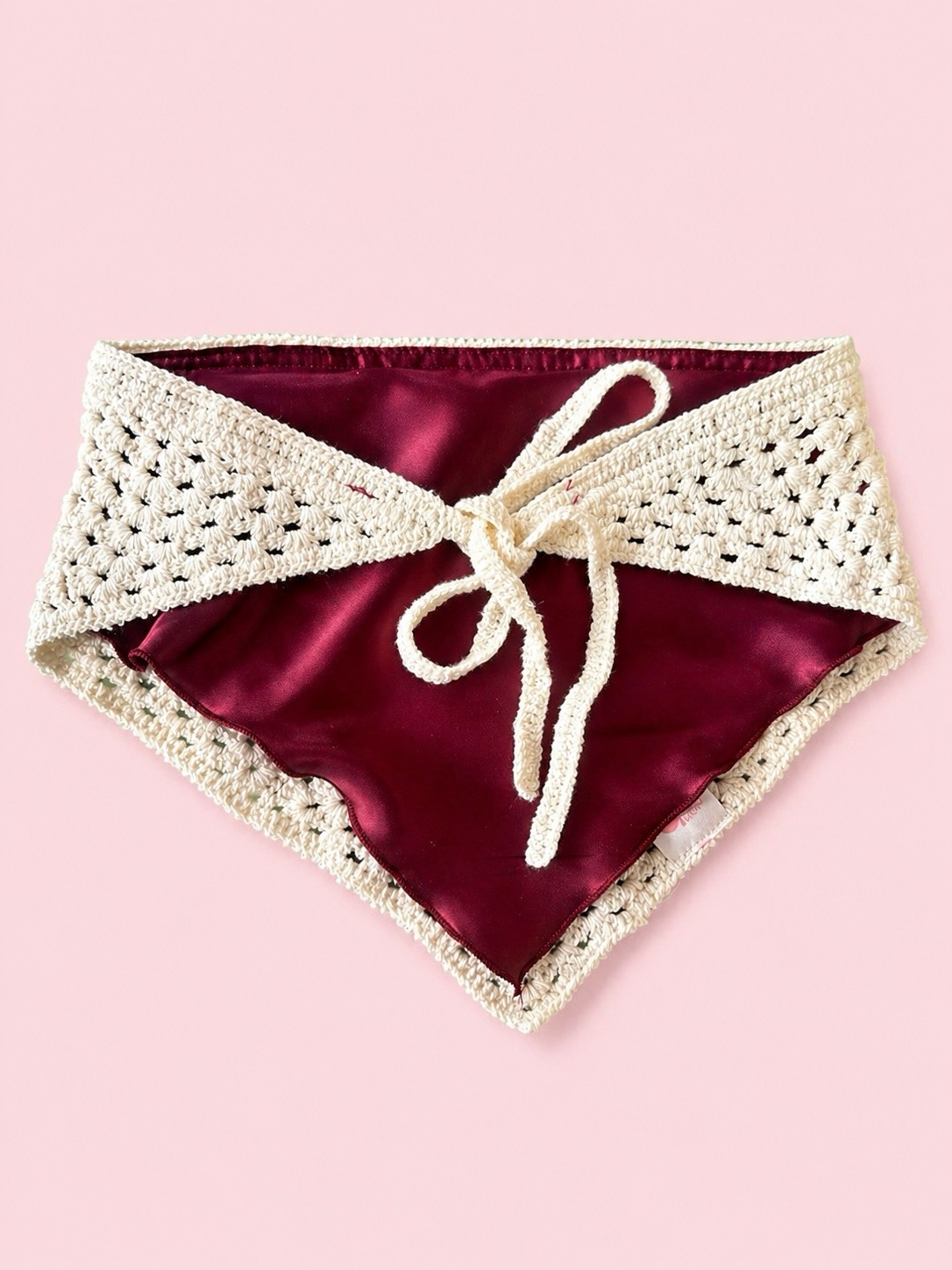 Proud peach hair bandana silky lined in yellow