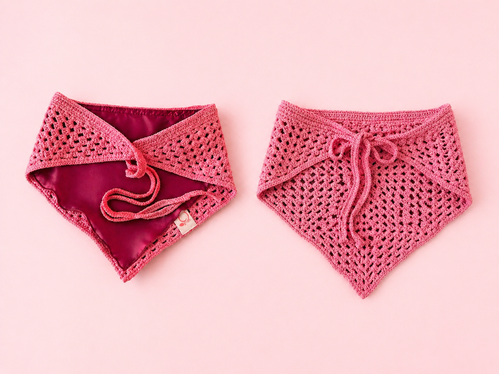 Proud peach hair bandana silky lined in rose pink