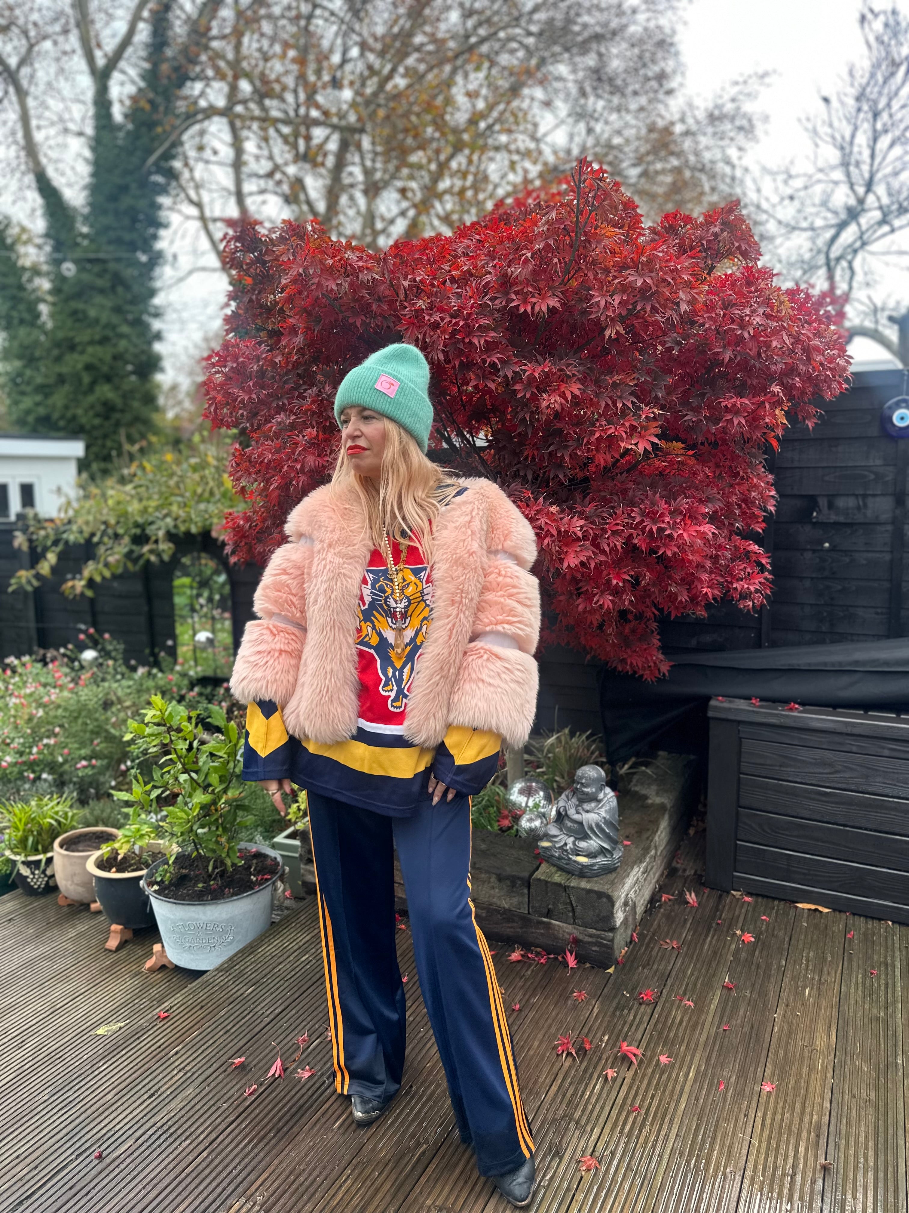 Angora mix beanie in pastel mint green