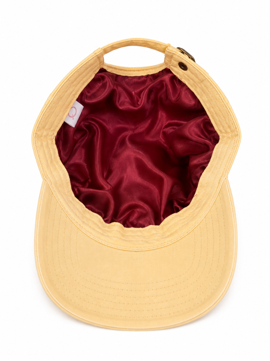 The proud peach silky lined PEACHY cap in sunshine yellow