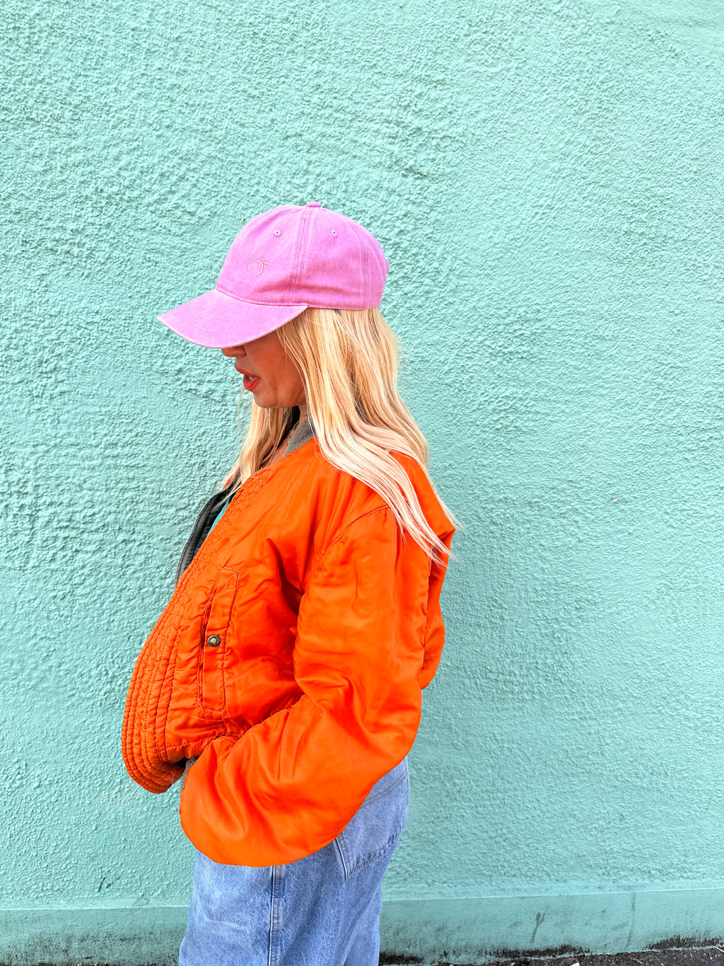silky lied baseball cap in baby pink