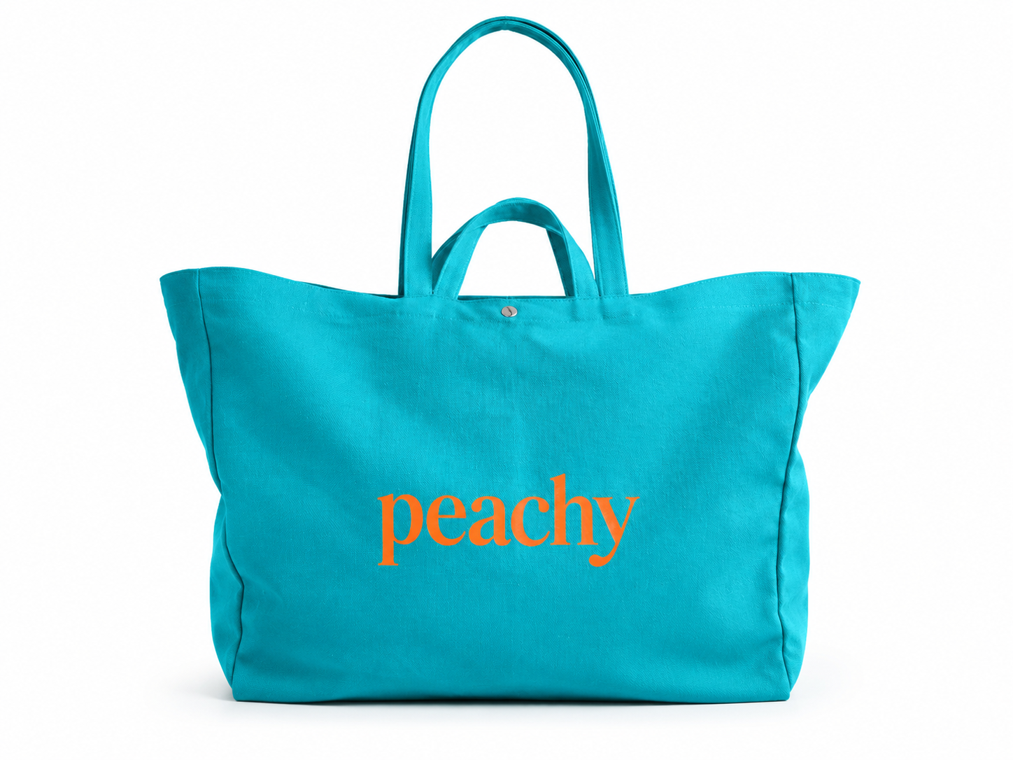 The proud peach extra large tote in teal