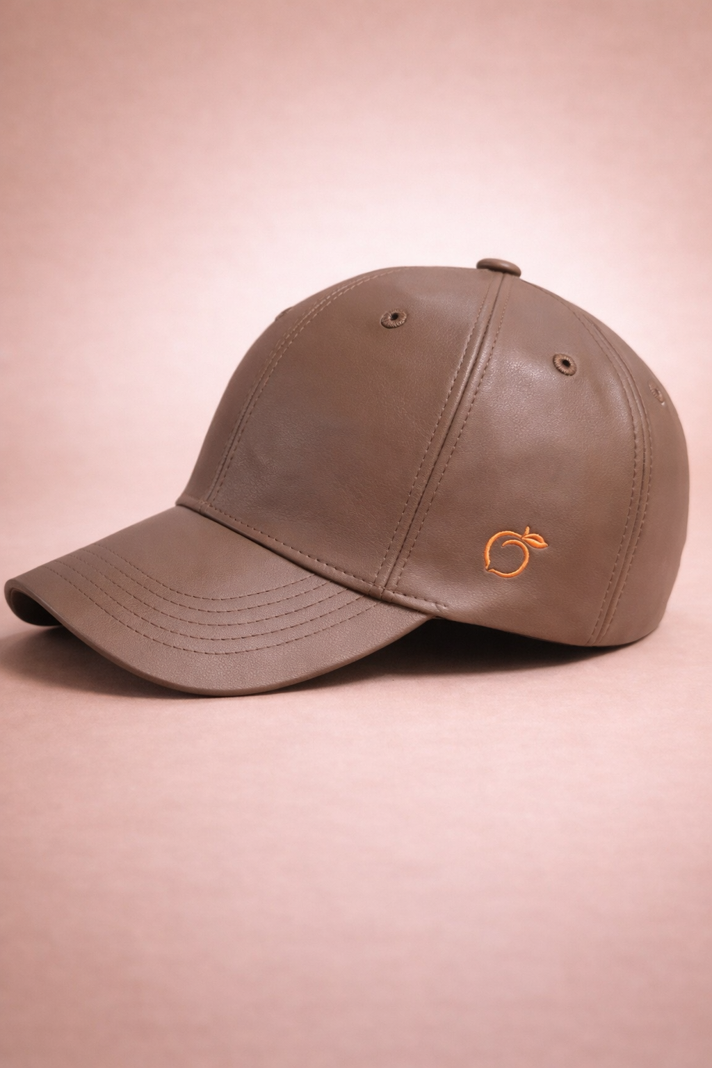 Peachy Silky-Lined Vegan Leather Cap