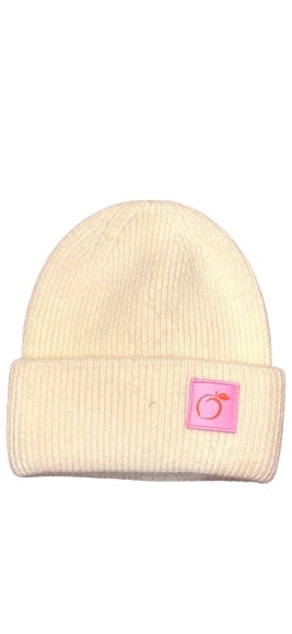 Angora mix beanie in pastel yellow