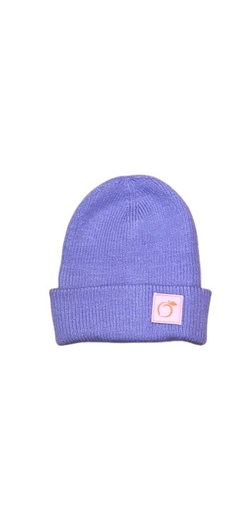 Silky lined peachy plush beanie in lavender