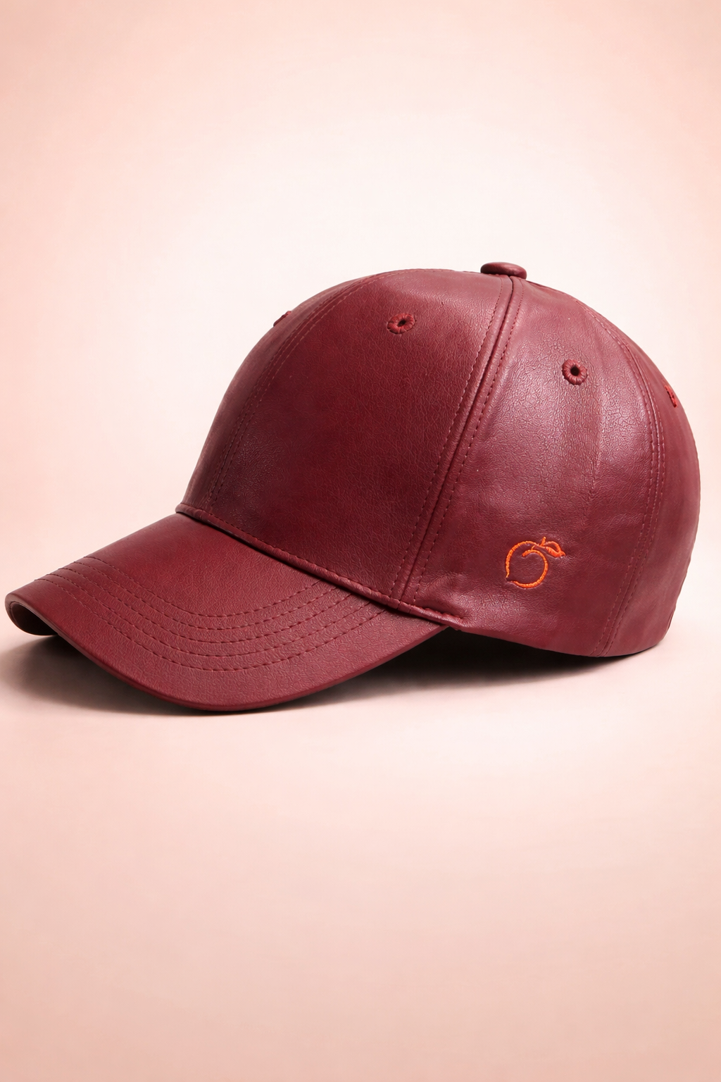 Peachy Silky-Lined Vegan Leather Cap