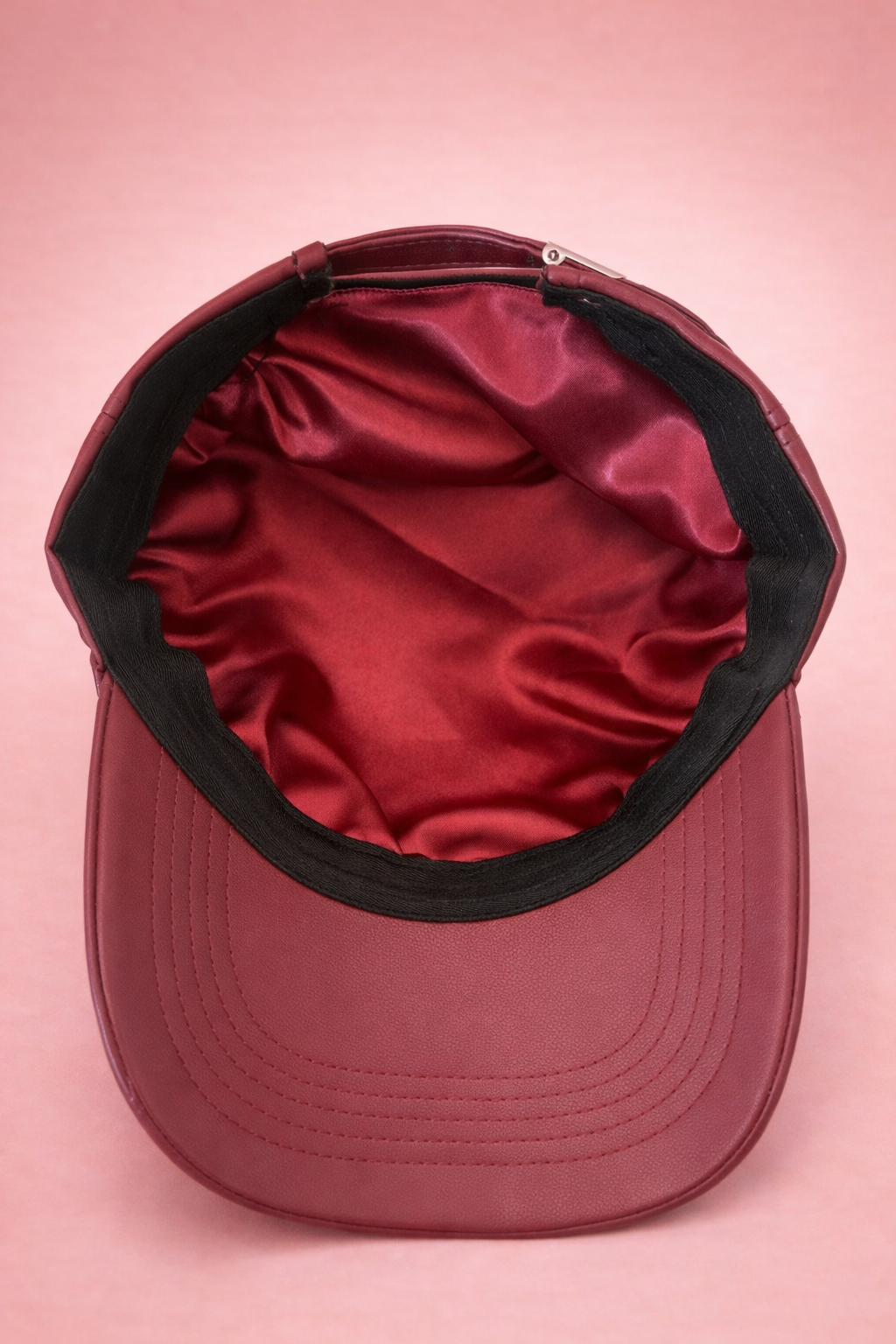 Peachy Silky-Lined Vegan Leather Cap
