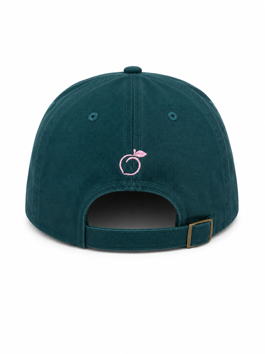 The proud peach silky lined PEACHY cap in deep forest green.