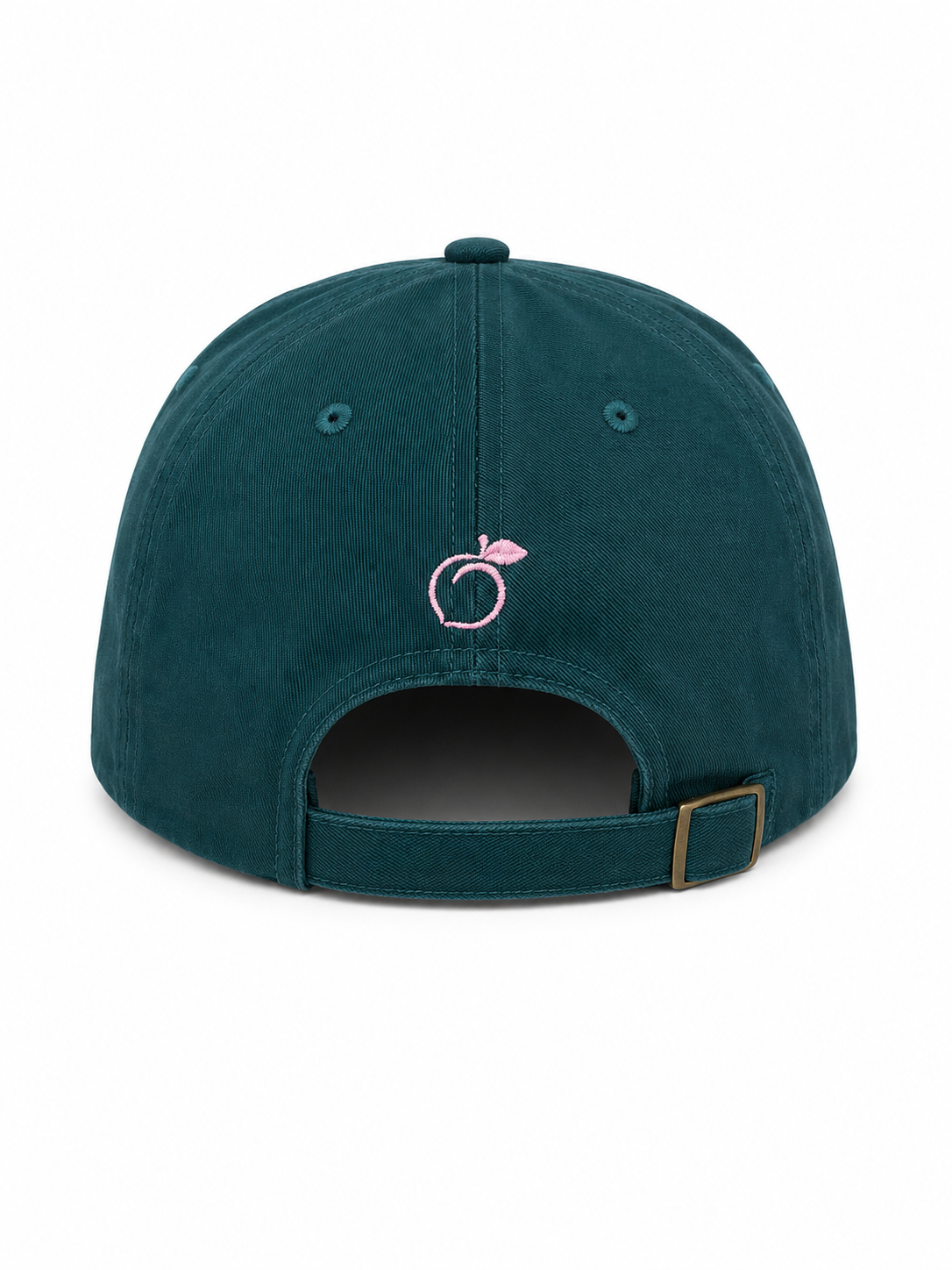 The proud peach silky lined PEACHY cap in deep forest green.