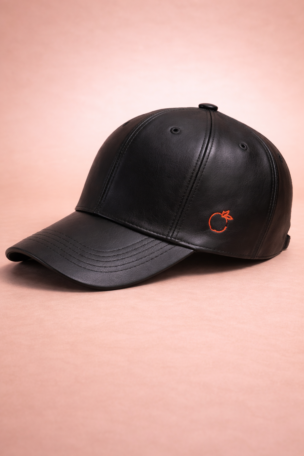 Peachy Silky-Lined Vegan Leather Cap