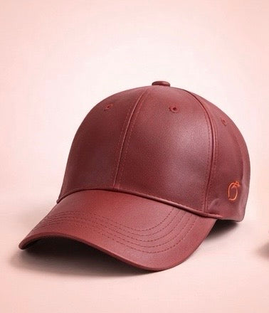 Peachy Silky-Lined Vegan Leather Cap