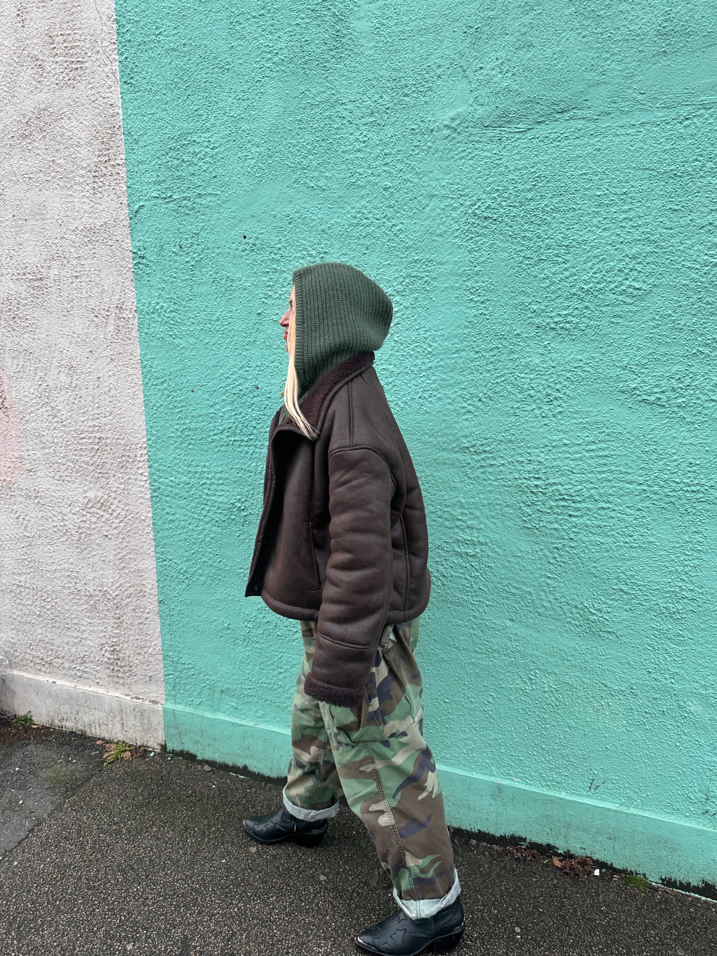 The its proud peach silky lined snoods in khaki green