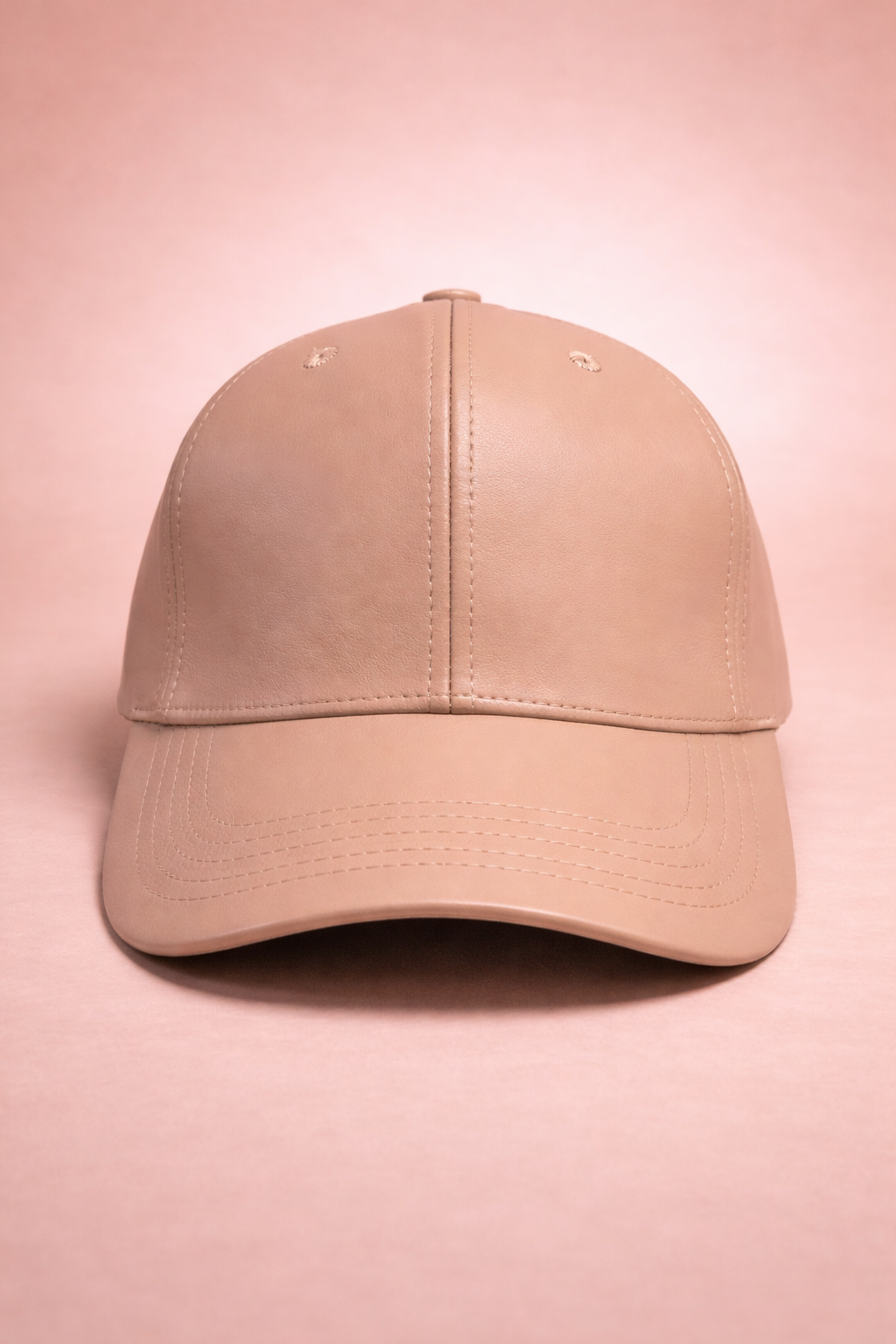 Peachy Silky-Lined Vegan Leather Cap