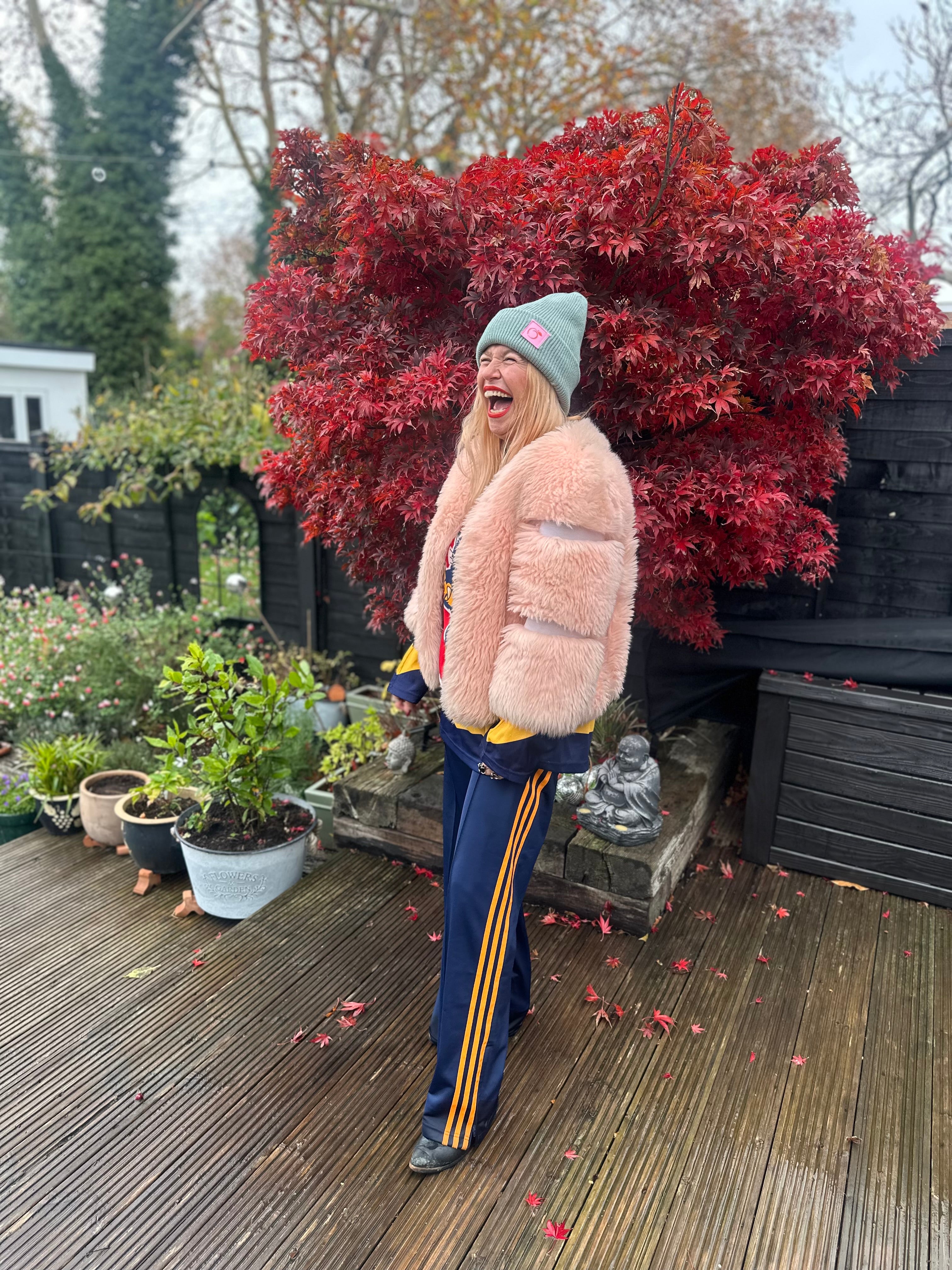 The peachy plush silky lined beanie in sage