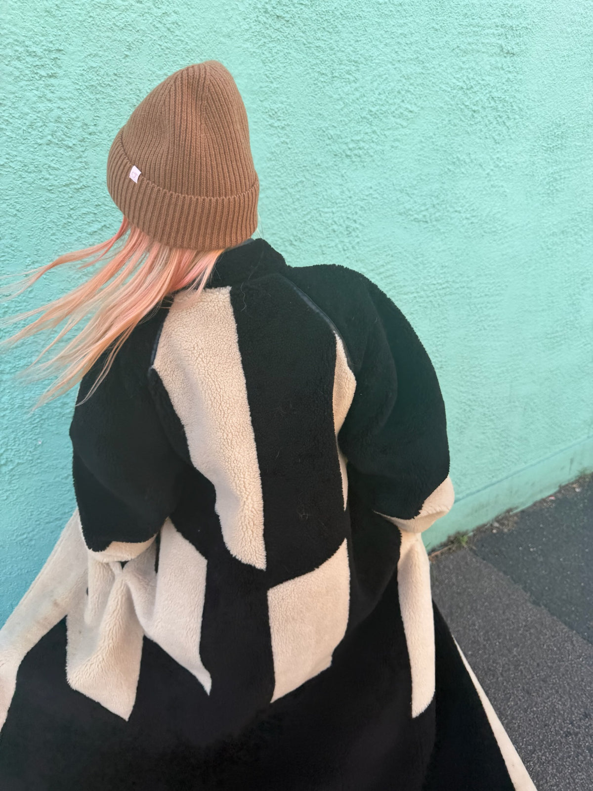 Propud peach 100% merino wool beanie in walnut