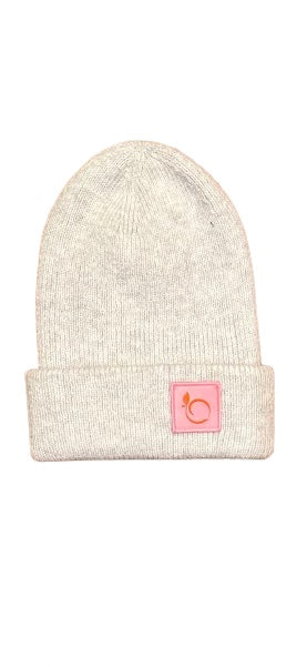 The peachy plush silky lined beanie in stone