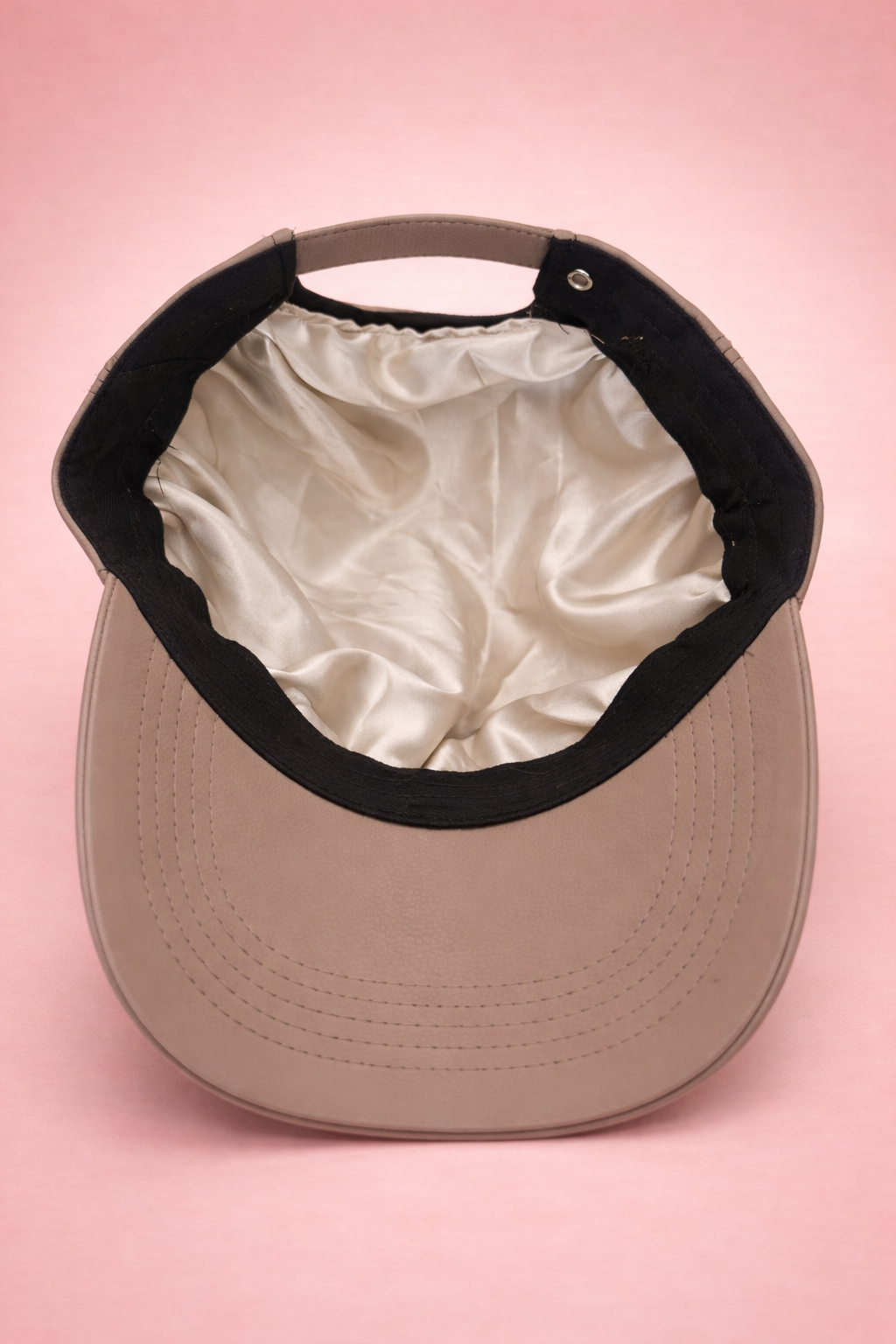 Peachy Silky-Lined Vegan Leather Cap