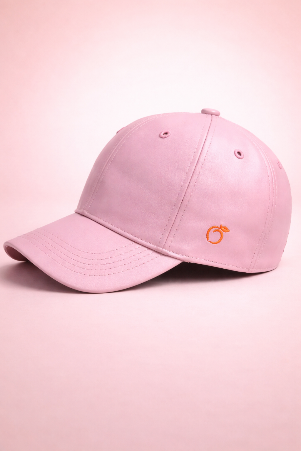 Peachy Silky-Lined Vegan Leather Cap