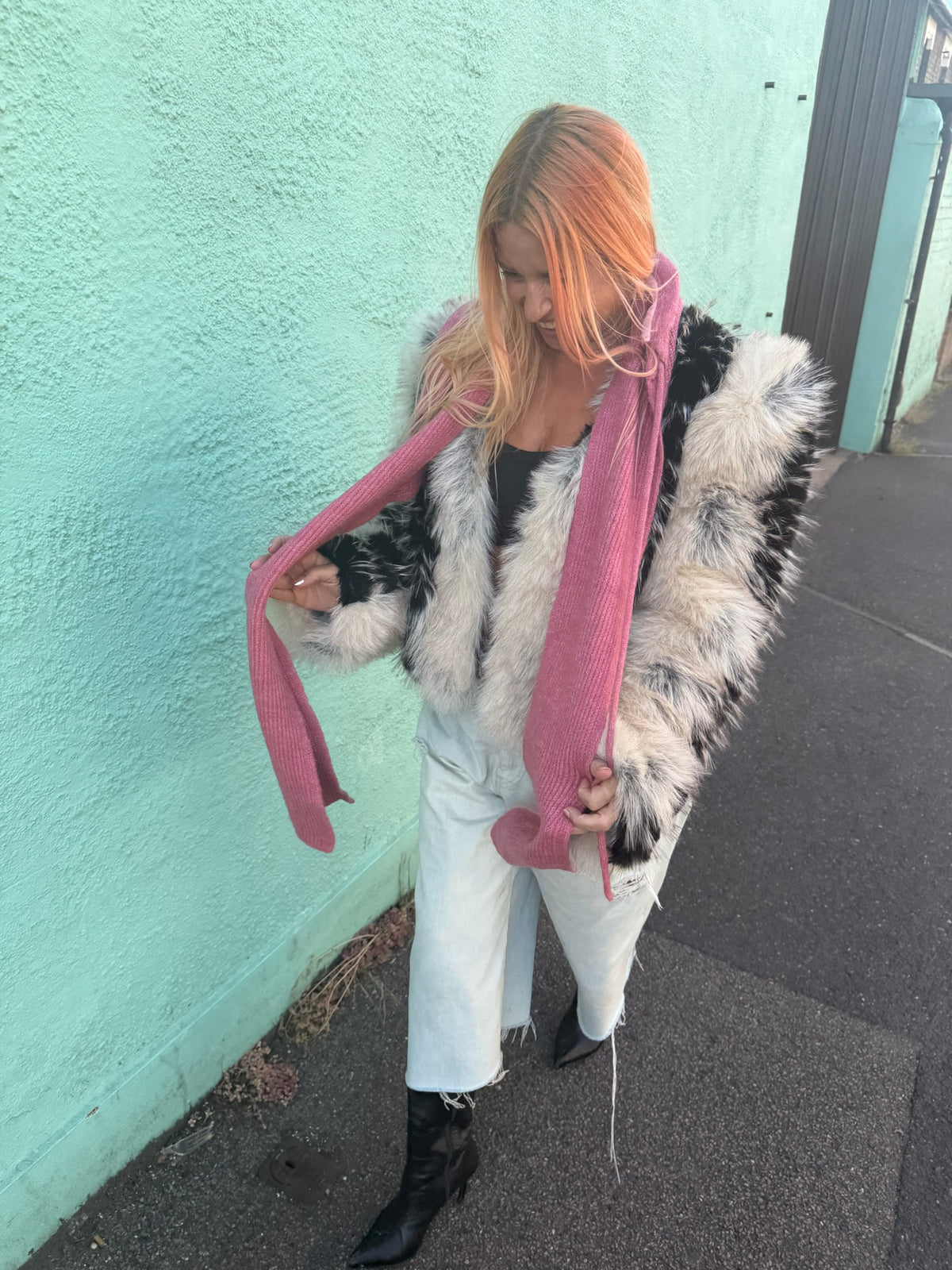 The Silky Lined Hood Scarf in rose pink