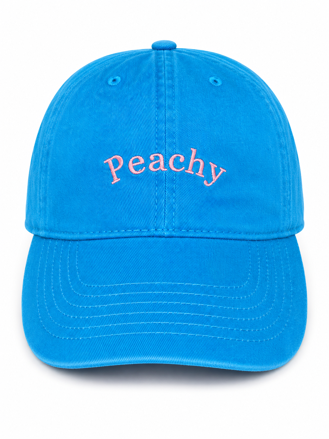 The proud peach silky lined PEACHY cap in electric blue