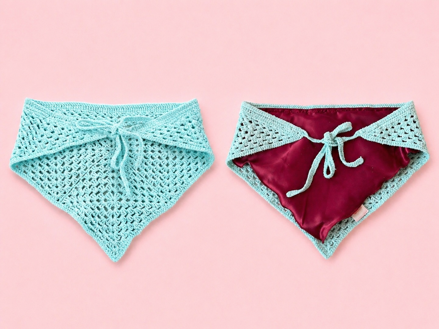 Proud peach hair bandana silky lined in mint