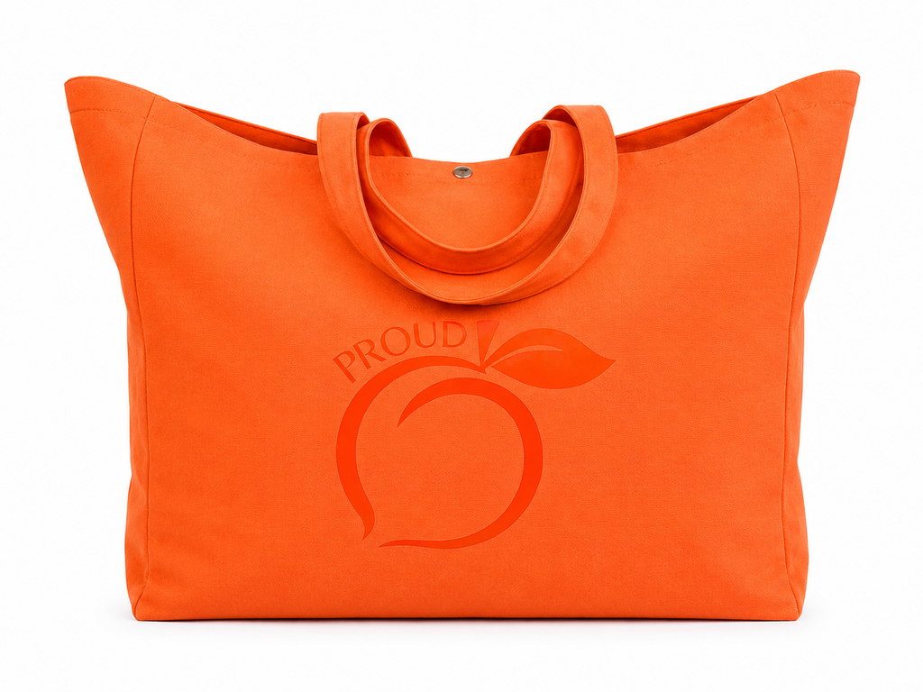 The extra large proud peach tote in orange