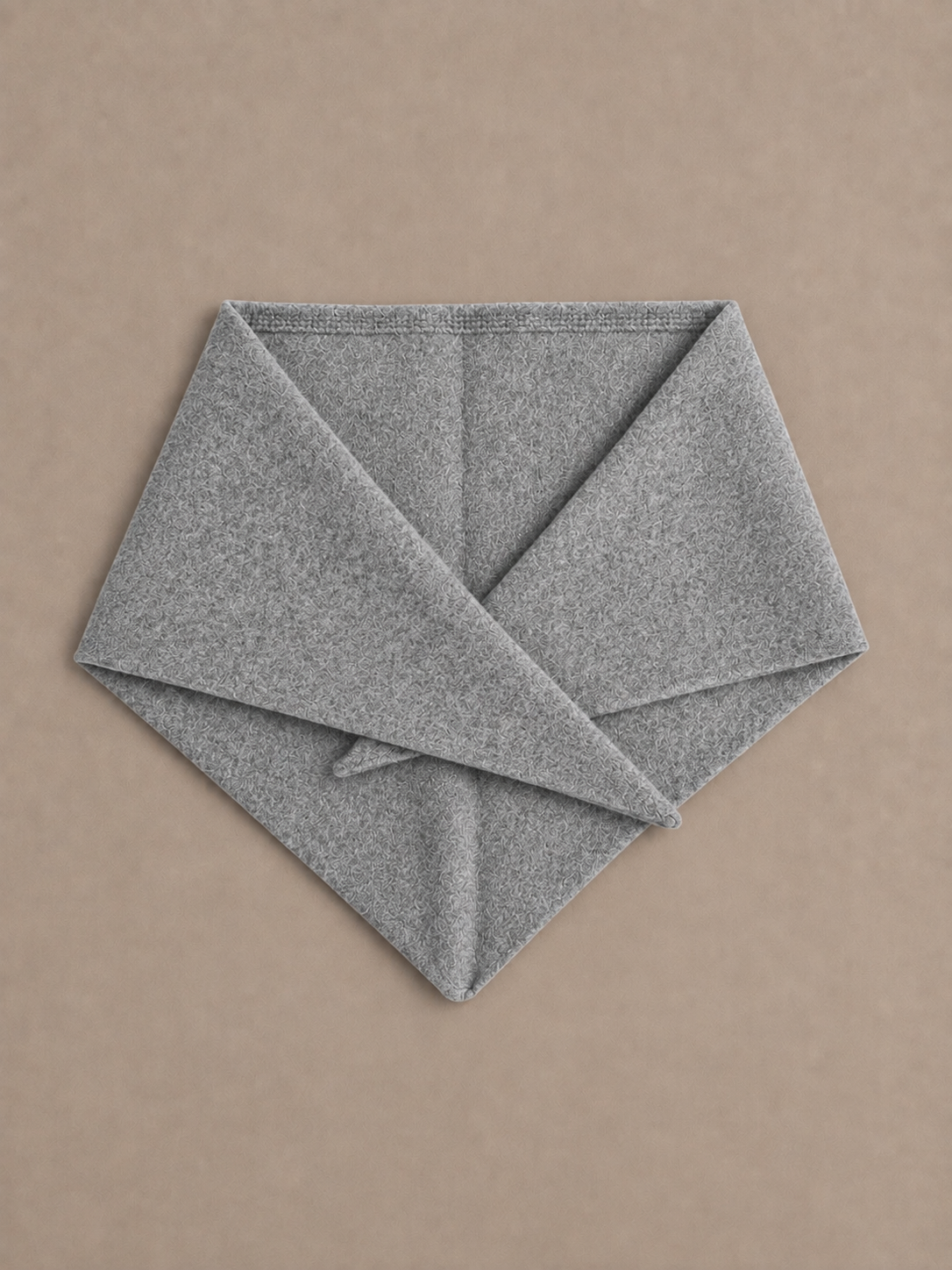 Proud Peach Cashmere Triangle Scarf in Light Grey Marl