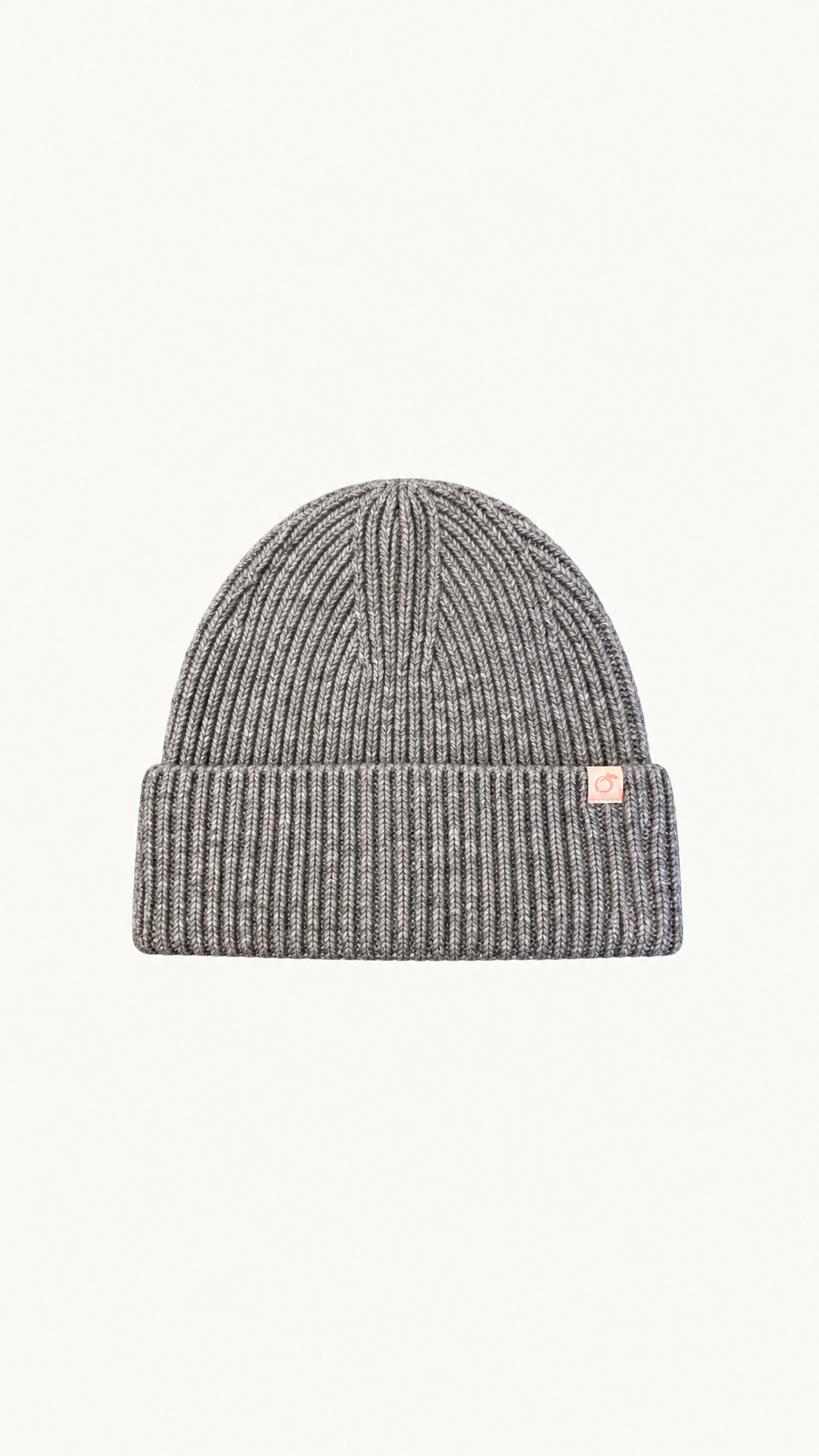 Proud peach 100% merino wool beanie in grey marl