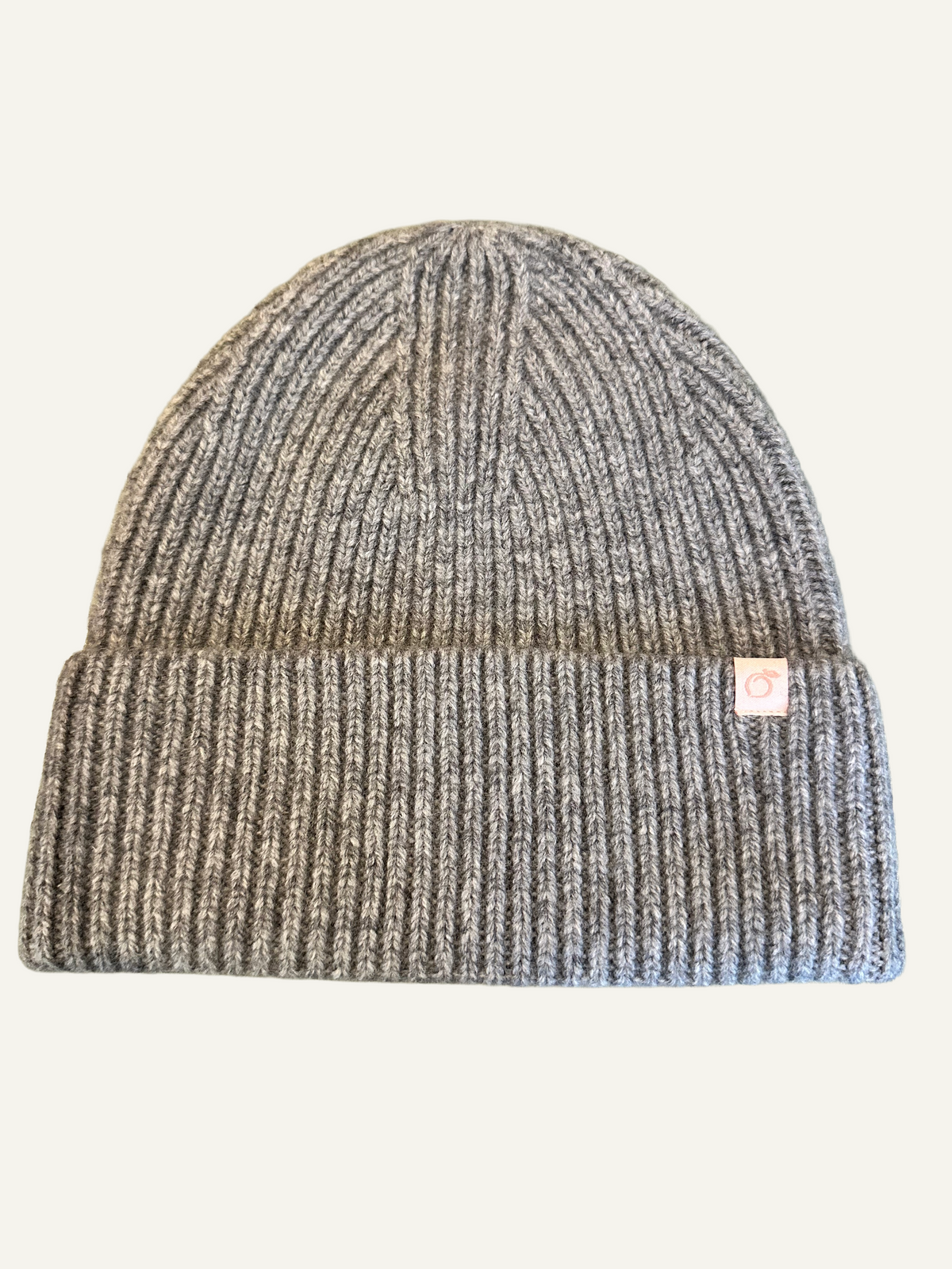 Proud peach 100% merino wool beanie in grey marl