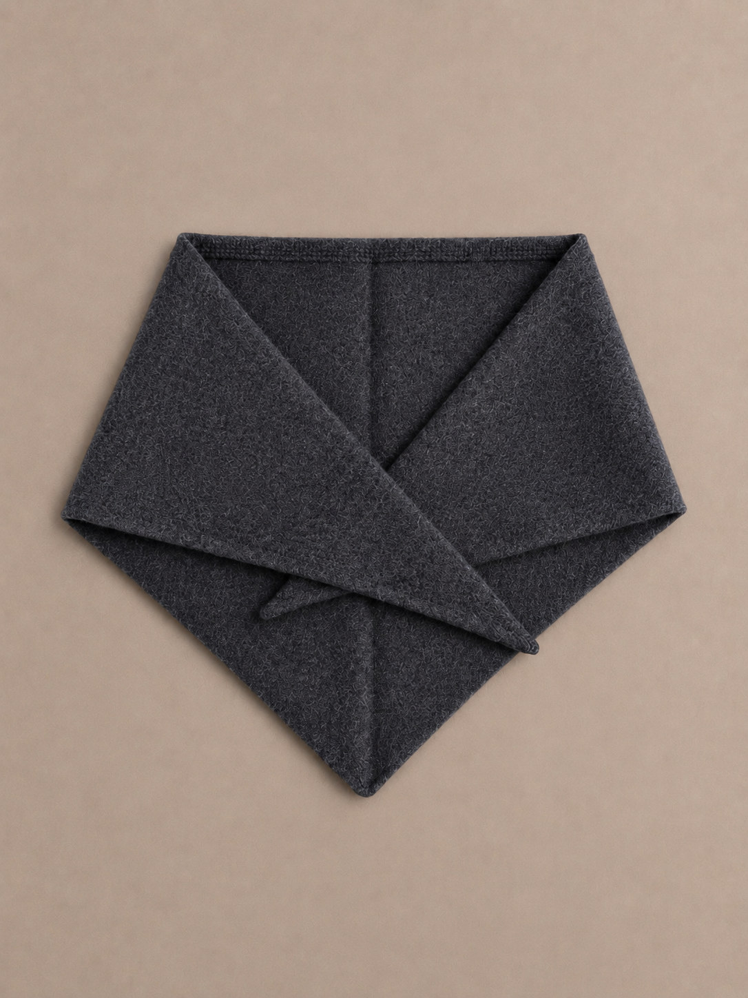 Proud Peach Cashmere Triangle Scarf in dark grey marl