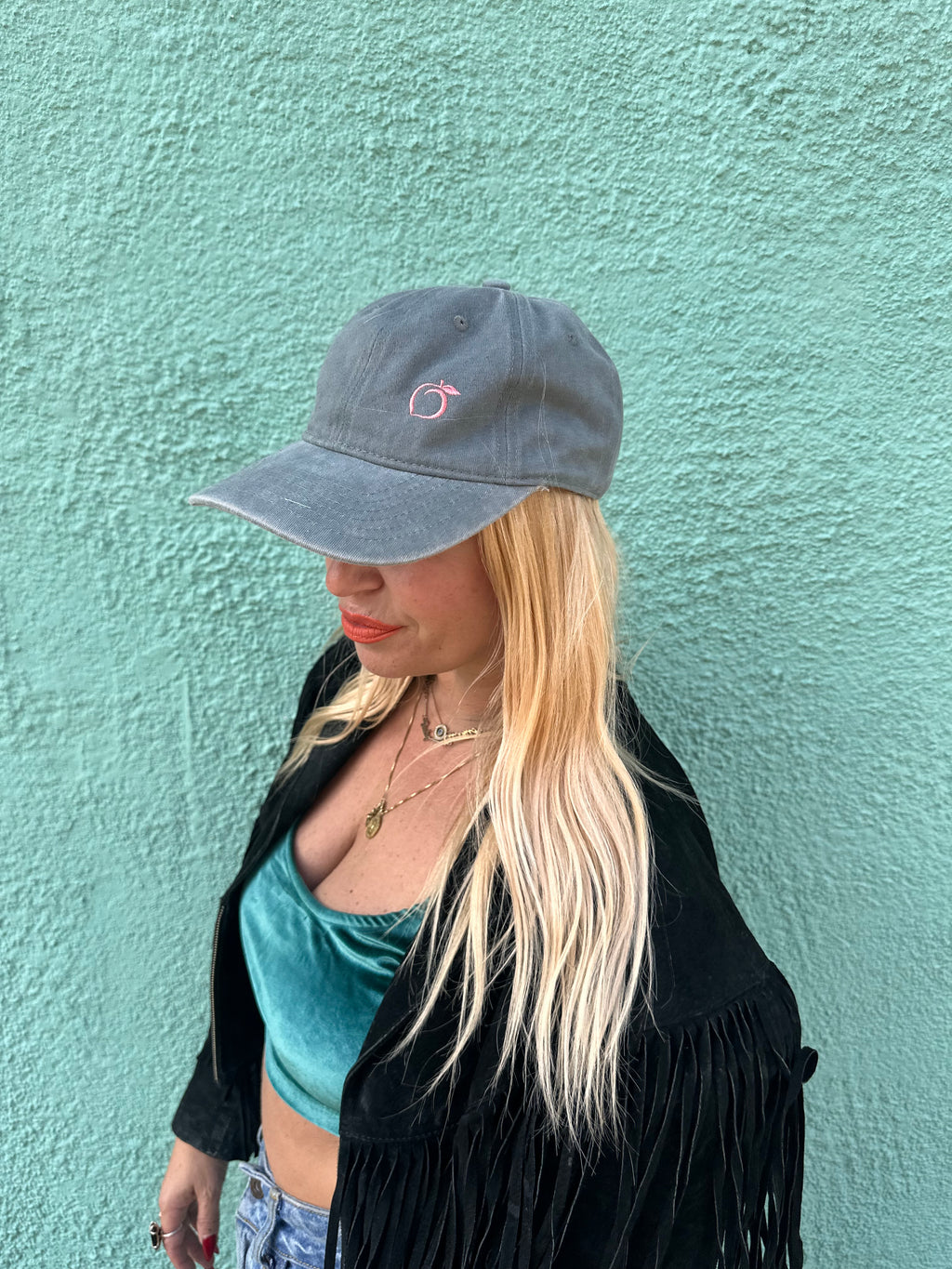 silky lied baseball cap in sage green/ grey