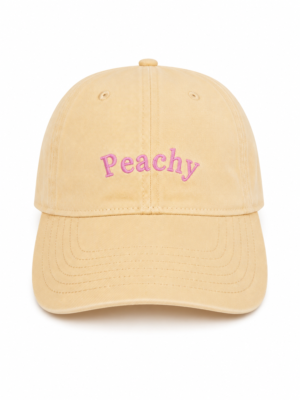 The proud peach silky lined PEACHY cap in sunshine yellow