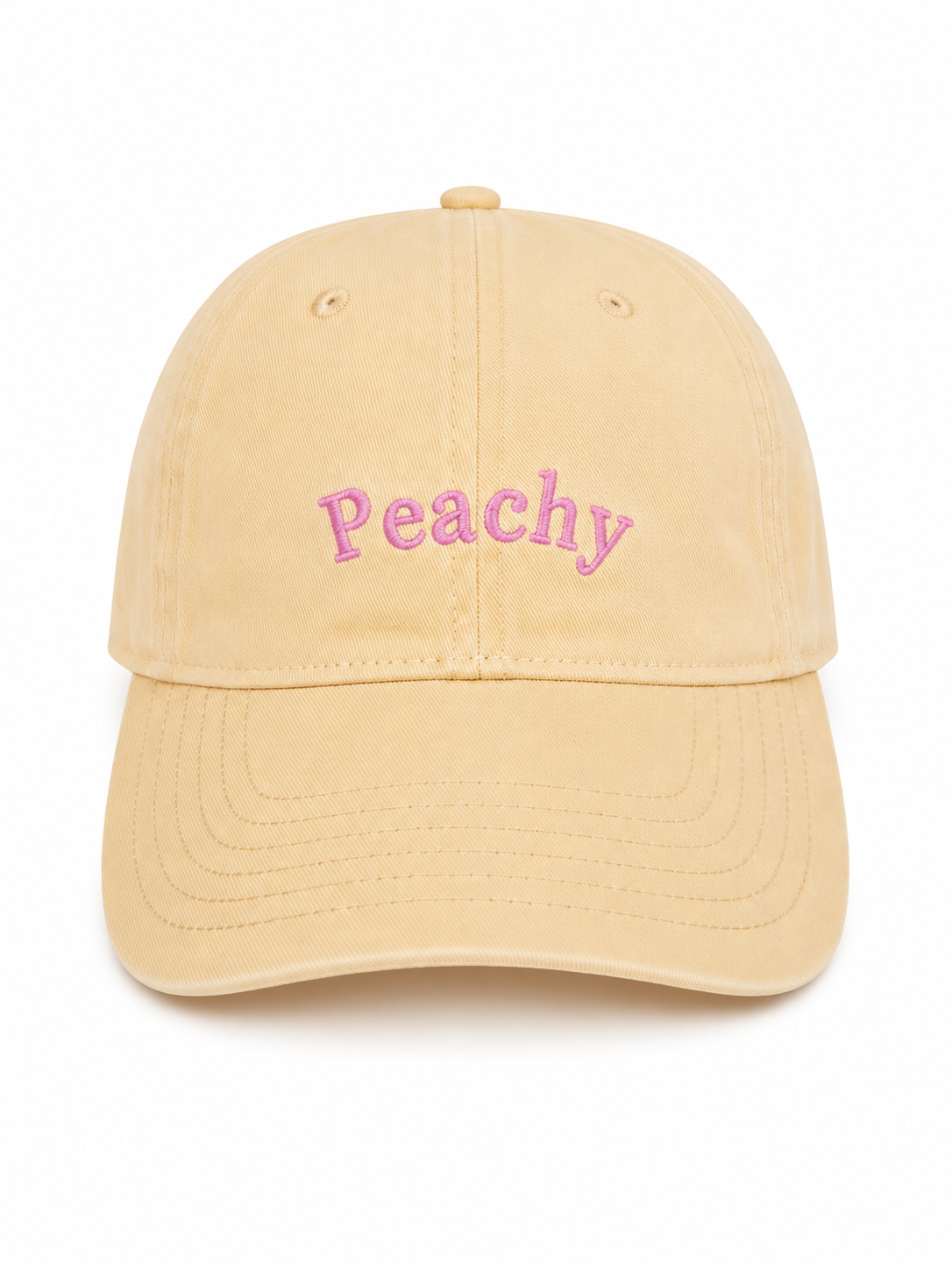 The proud peach silky lined PEACHY cap in sunshine yellow