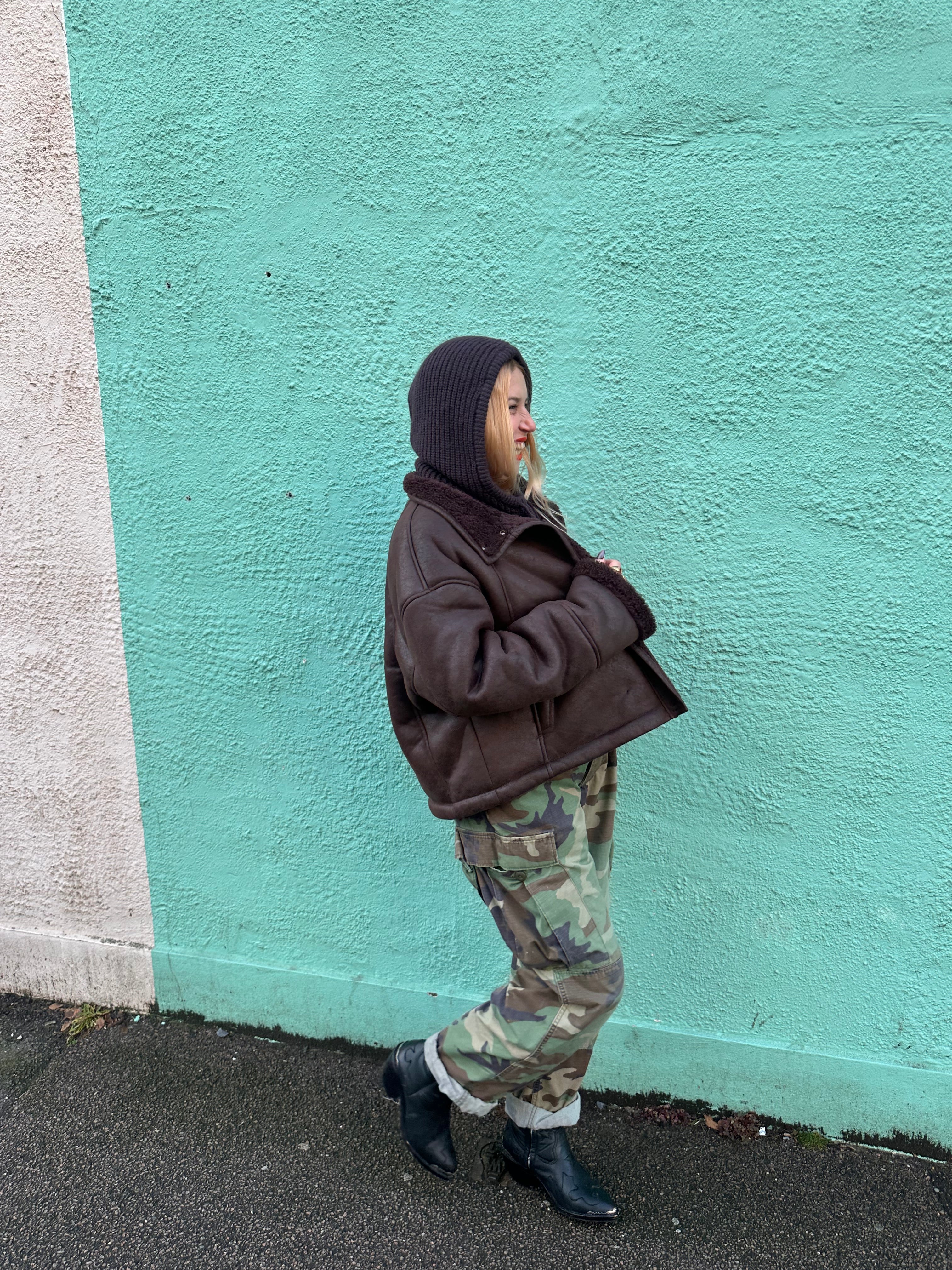 The its proud peach silky lined snood in brown