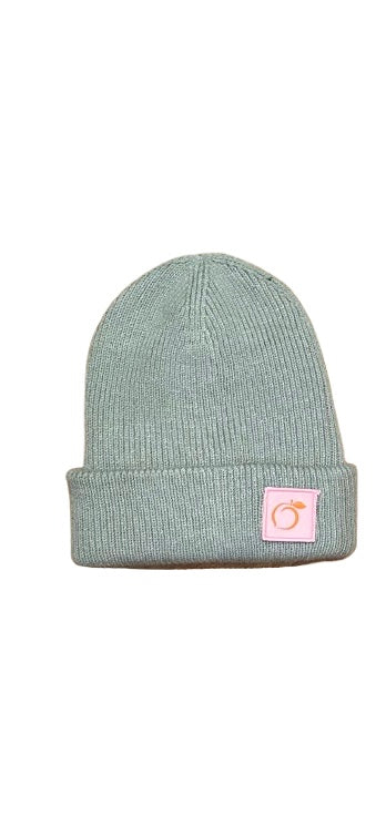 The peachy plush silky lined beanie in sage