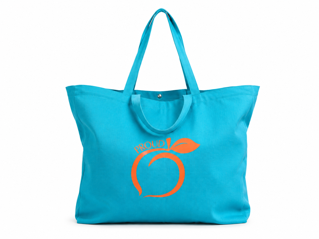 The proud peach extra large tote in teal