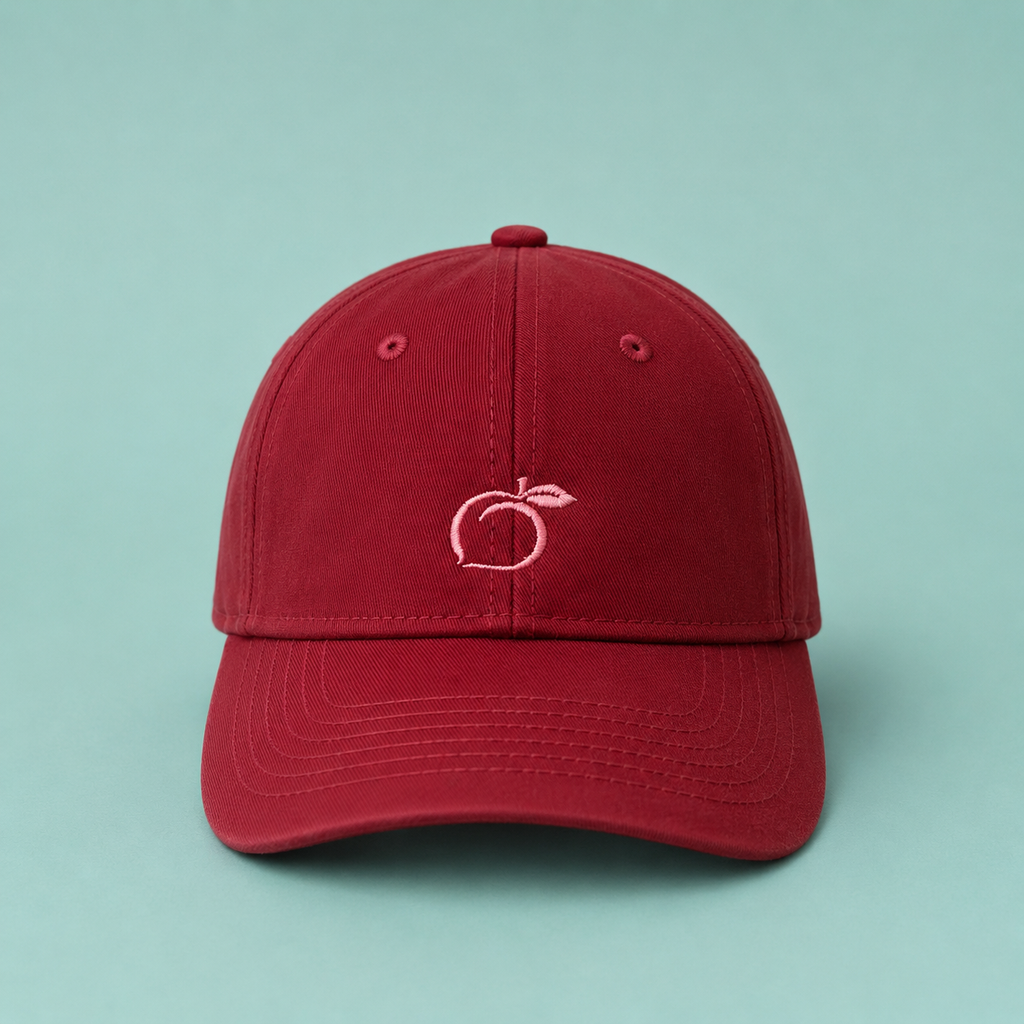 Proud peach classic cap in burgandy