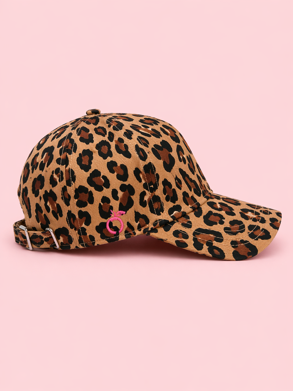 Proud peach silky lined cap in brown leopard