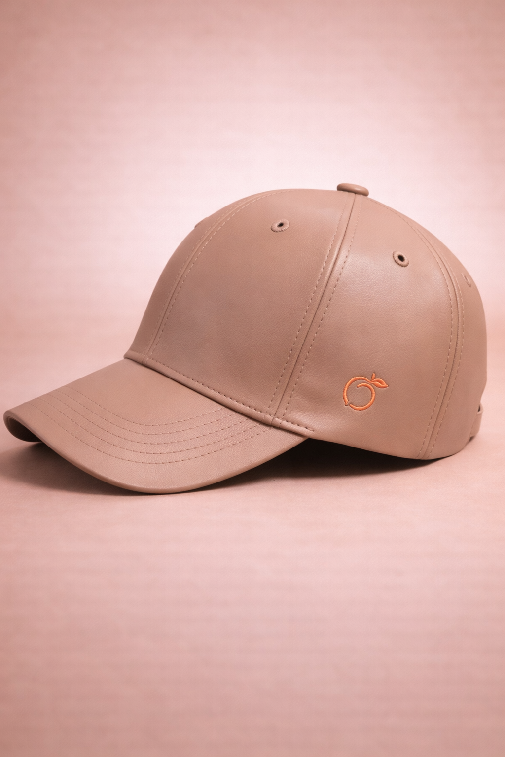Peachy Silky-Lined Vegan Leather Cap