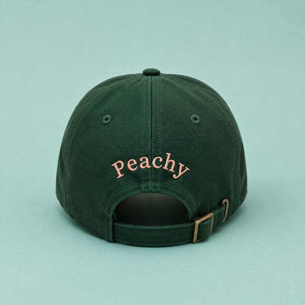 Proud peach silky lined classic cap in forest green