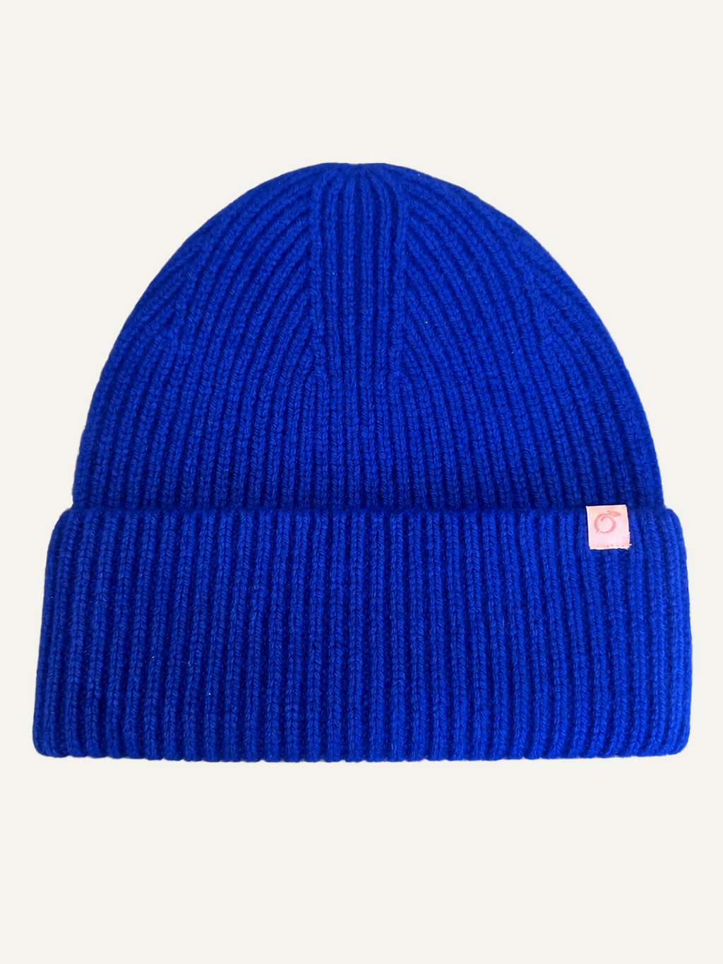 proud peach 100% merino wool silky linede beanie in colbat blue