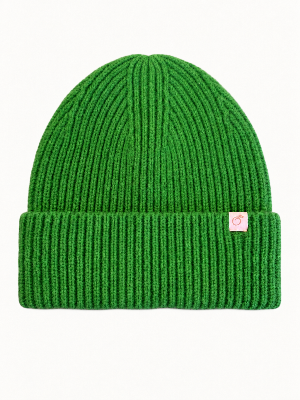Proud peach 100% merino wool silky lined beanie in forest green