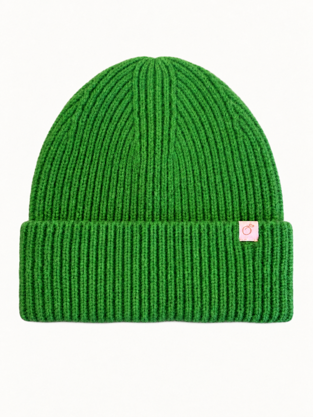 Proud peach 100% merino wool silky lined beanie in forest green