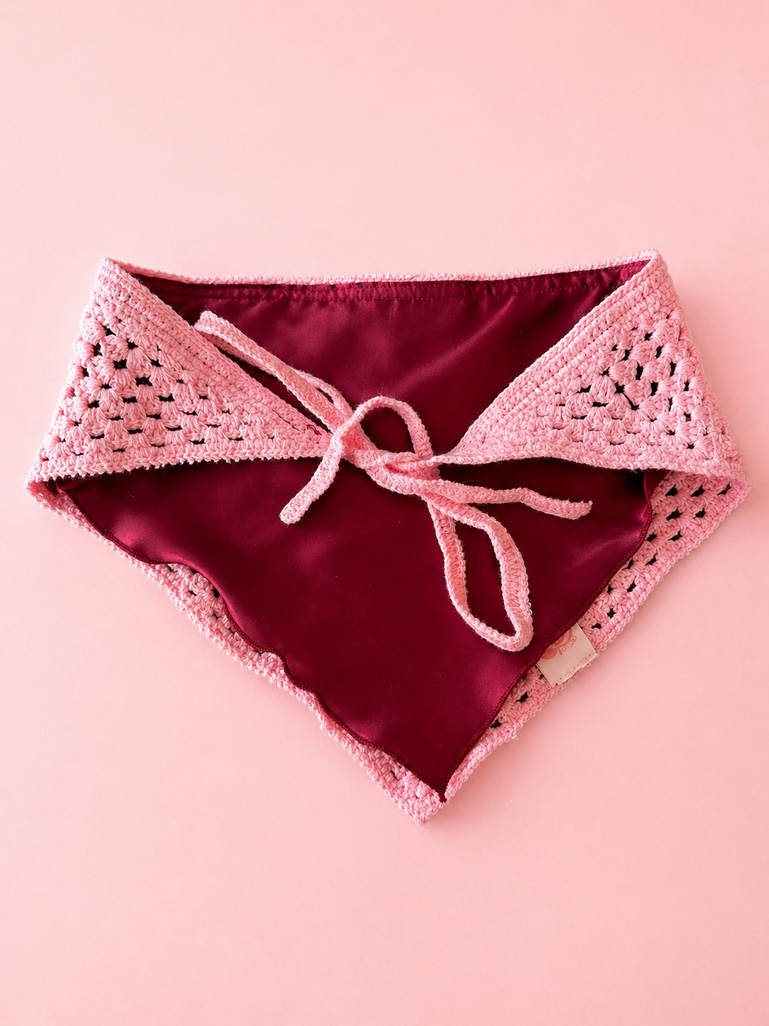 Proud peach hair bandana silky lined in baby pink