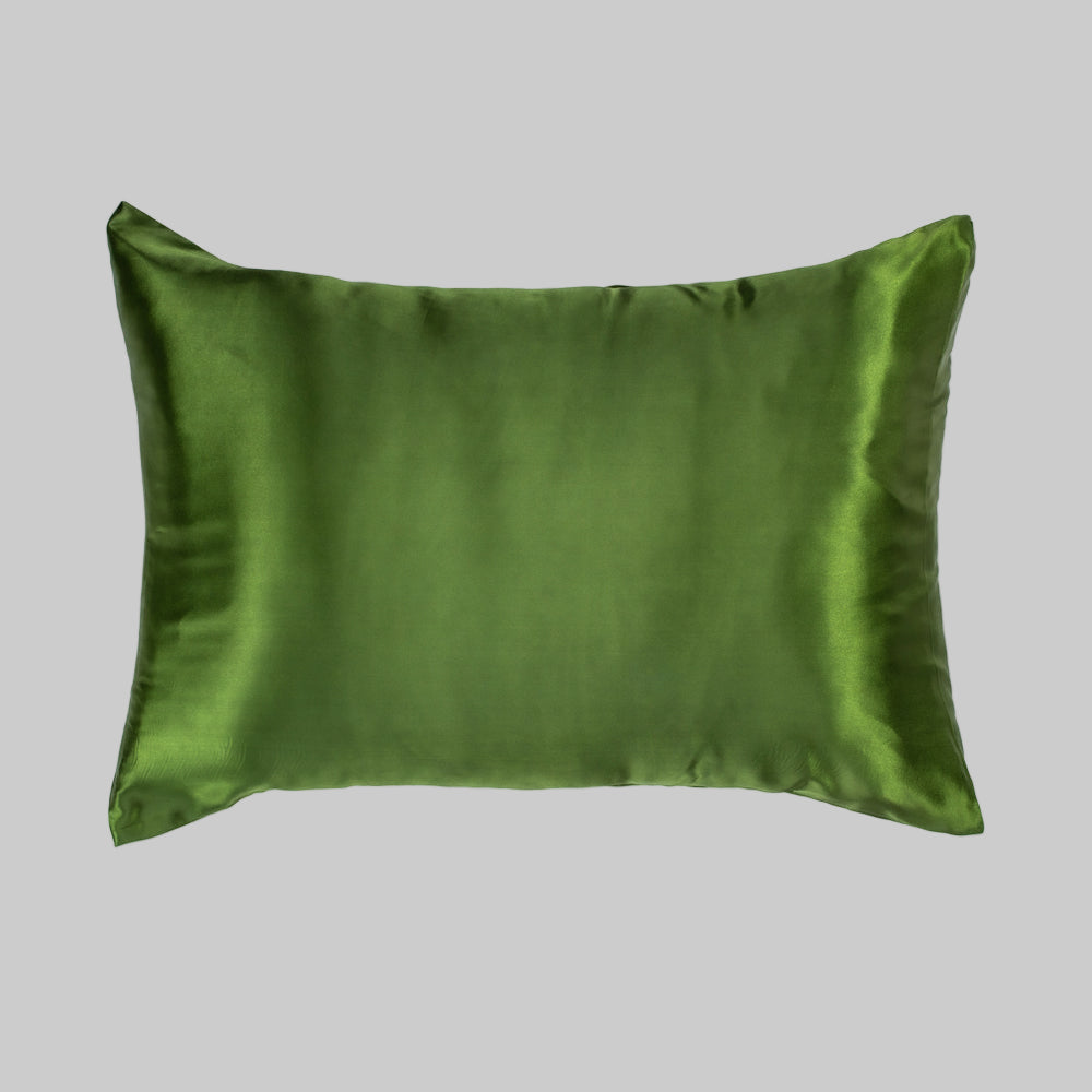 silky pillowcase in olive green