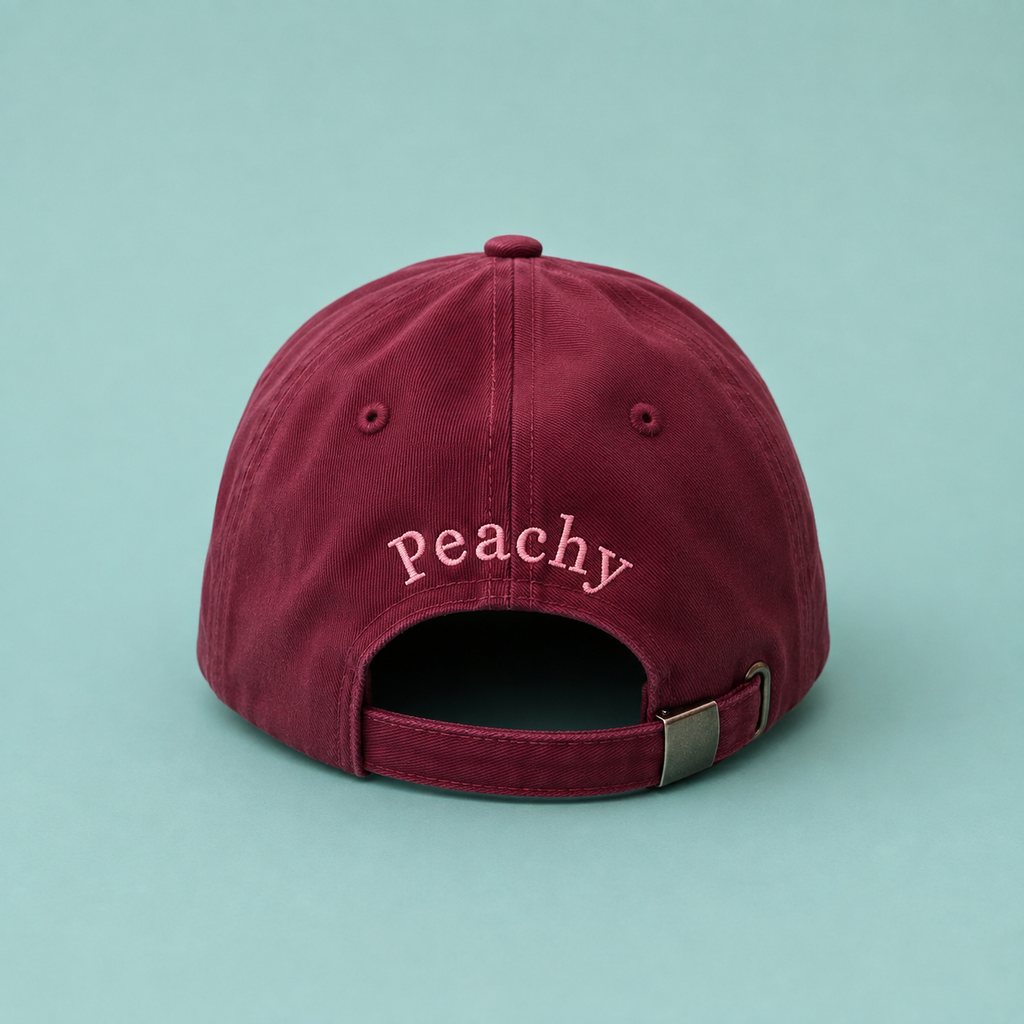 Proud peach classic cap in burgandy