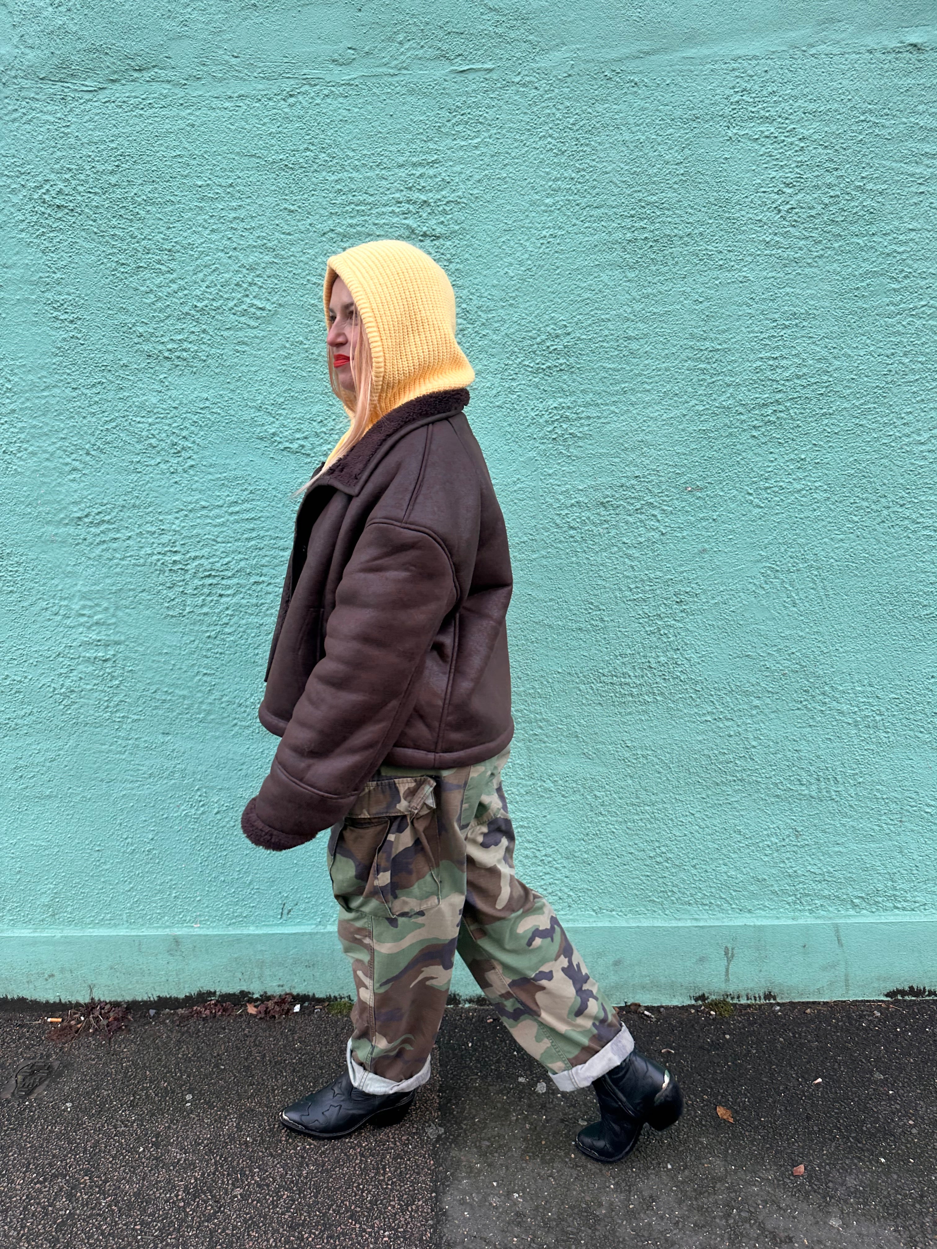 The its proud peach silky lined snood in butter yellow