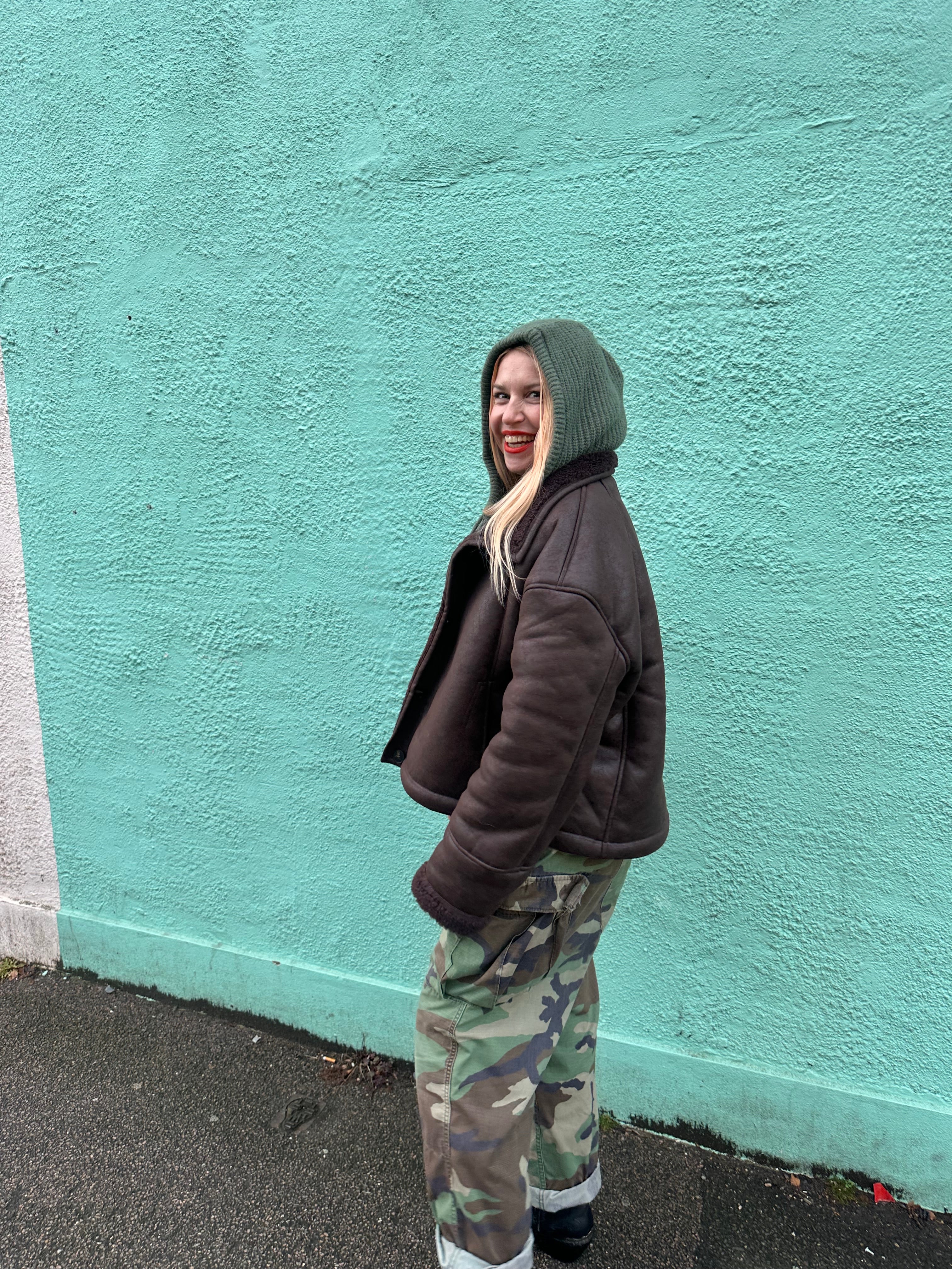 The its proud peach silky lined snoods in khaki green